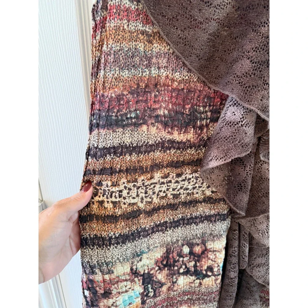 Alberto Makali XL Mixed Media Lace Waterfall Vest Boho Lagenlook Y2K